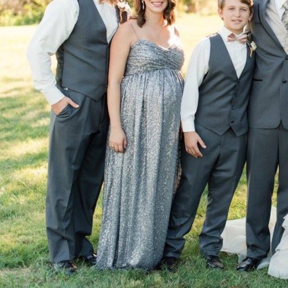 Amsale Maternity Bridesmaid Dress Matte Sequin 12